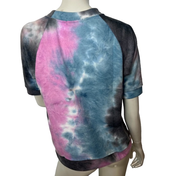 Amore All F..Y. Blue Pink Gray Tie Dye Inspired Short Sleeve Top - Picture 6 of 8